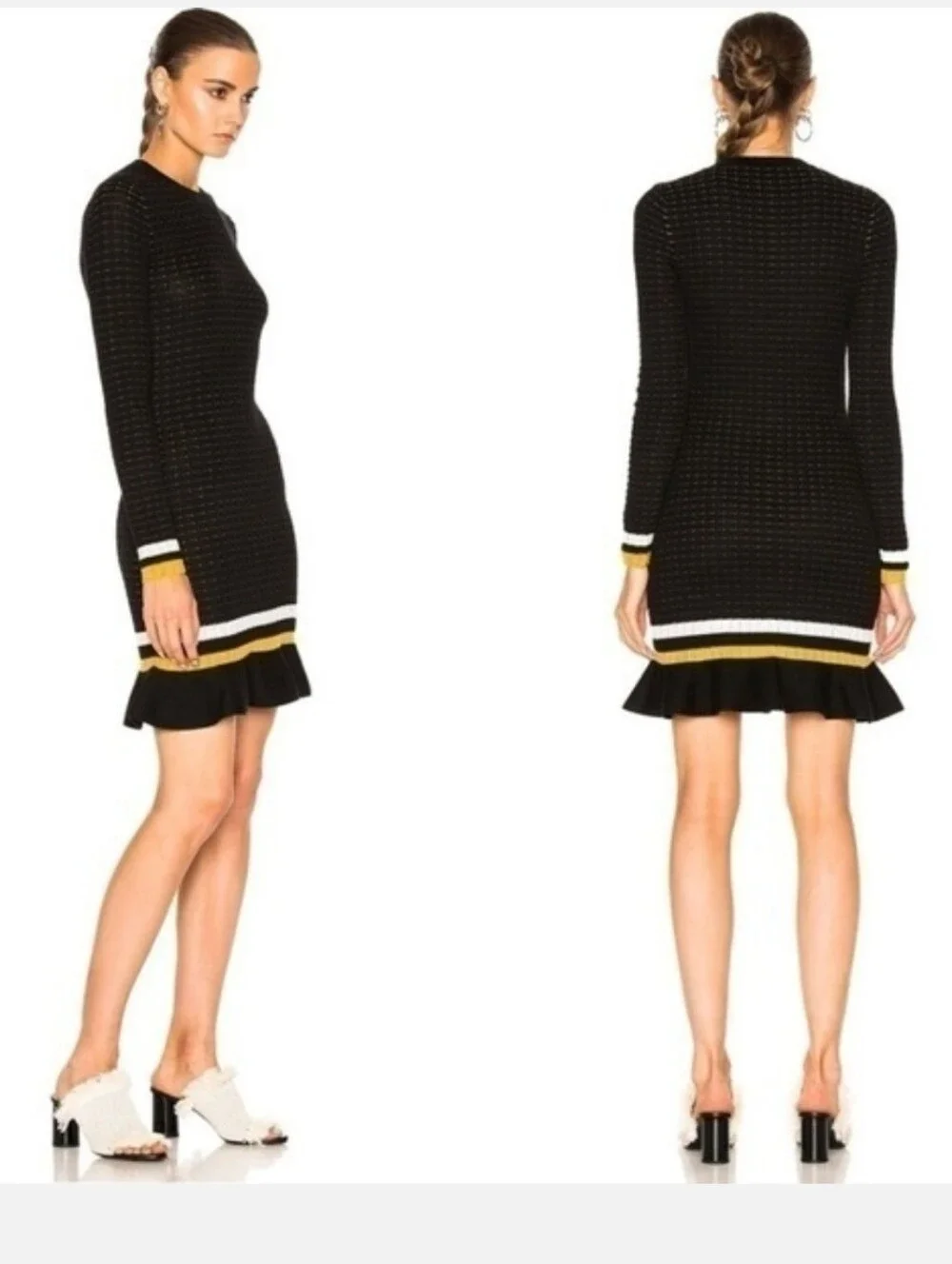 Phillip Lim Striped Ruffle Hem Knit Dress. - Picture 2 of 16